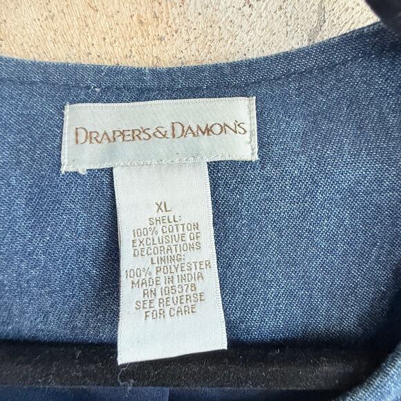 Vintage Embroidered Denim Jacket Boho Western Floral Women’s XL Drapers & Damons - Picture 3 of 8